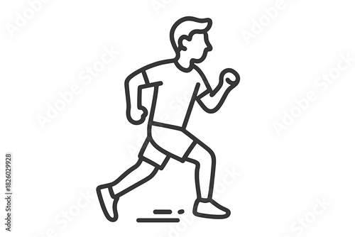 Minimalist line art depiction of a male athlete running fast during exercise