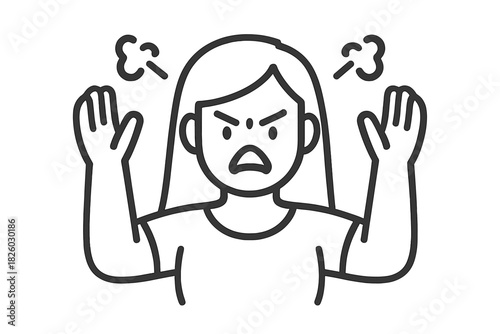 Furious woman expressing extreme anger and frustration with raised hands