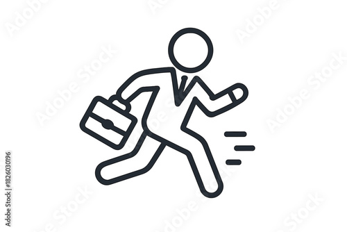Business professional running quickly while carrying a briefcase to meet a deadline