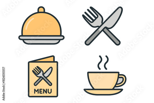 Essential food service and restaurant symbols set for web and mobile applications