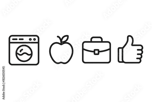 Household appliance, fresh fruit, business accessory, and positive feedback symbols