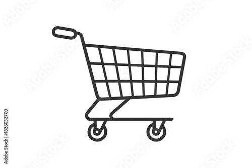 Wire shopping cart icon for supermarket grocery and online store checkout symbol