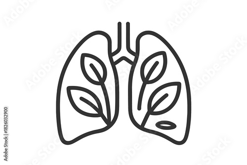 Stylized human lungs graphic featuring internal leaves symbolizing clean air and ecological health