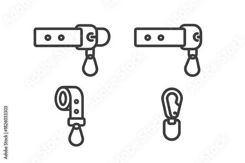 Outline style zipper sliders and carabiner clips set for clothing accessories and outdoor gear