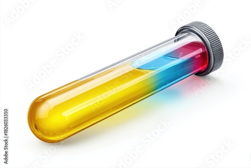 Test Tube Wonder Yellow Blue and Red Liquid Gradient Experiment in on transparent background