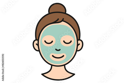Woman applying cosmetic facial mask during relaxing self care beauty routine