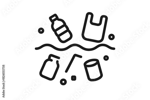 Environmental problem of plastic debris and garbage floating in the water