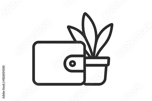 Wallet next to a potted houseplant representing green finance and investment growth