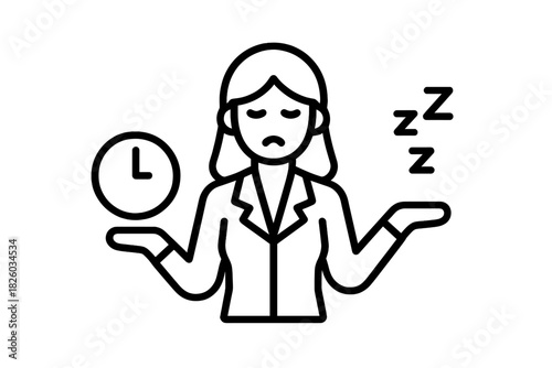 Exhausted person struggling with time management and sleep deprivation holding a clock