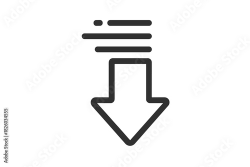 Iconic representation of data transfer or download process with a downward arrow symbol