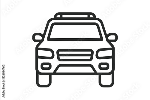 Minimalist black line art depicting a generic SUV or crossover vehicle front view