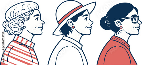 Two girls in black illustrated in a cartoon vector style