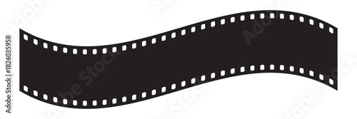 Film strip. Movie film long strip template, vintage filmstrip roll frame, vector photo background. Video or movie filmstrip overlay, cinema or photograph camera long film strip on white screen. 