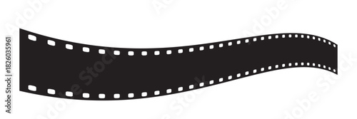 Film strip. Movie film long strip template, vintage filmstrip roll frame, vector photo background. Video or movie filmstrip overlay, cinema or photograph camera long film strip on white screen. 