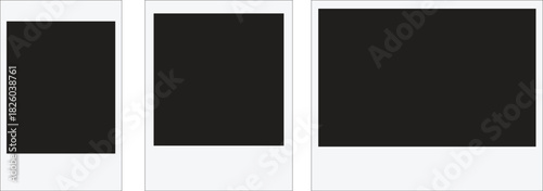 A collection of three blank instant photo frames in various orientations on a white background.