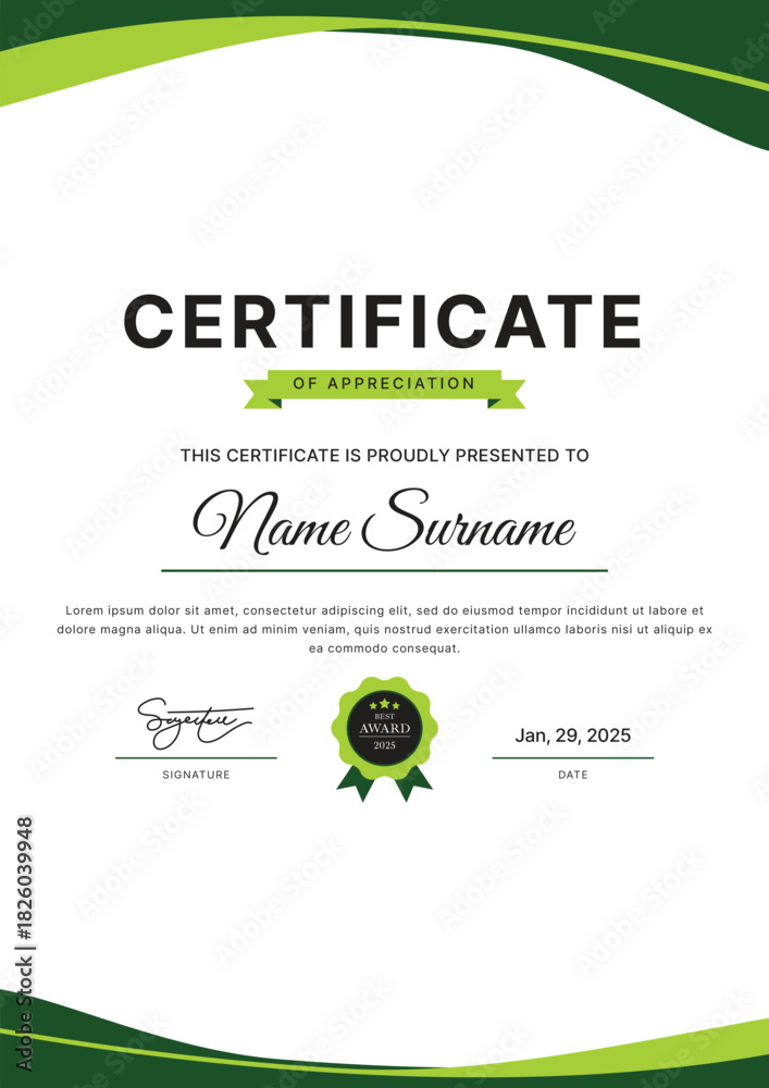 Fototapeta premium Certificate Template Design