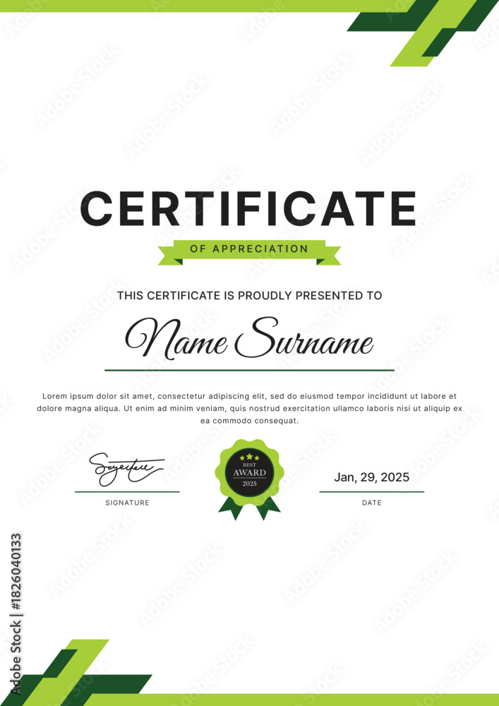 Fototapeta premium Certificate Template Design