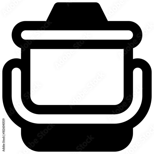 Kitchen compost bin. Outlined stroke vector icon with black-filled details.