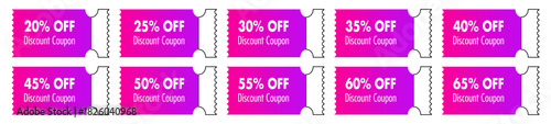 Discount coupon and gift voucher. Discount voucher, gift coupon design. Colorful coupon template for big sale, special offer with promo code