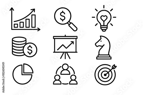 Business strategy financial success concepts growth charts money teamwork goals