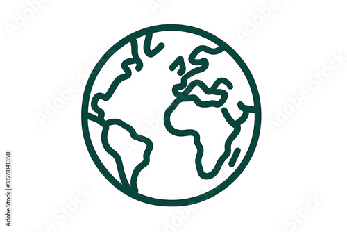 Minimalist outline world globe icon for geography and international business
