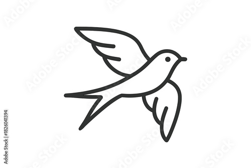 Minimalist black outline of a flying swallow or swift bird symbol in motion