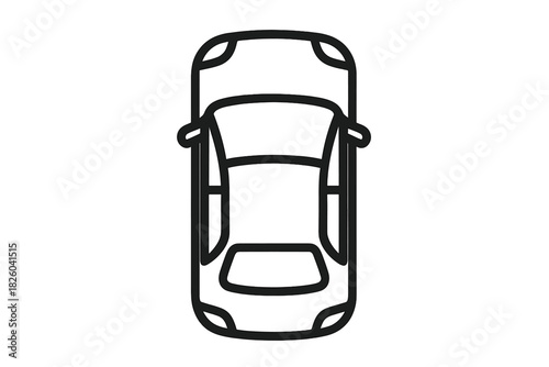 Black outline minimalist passenger vehicle or sedan seen from a top-down perspective