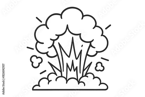 Massive stylized explosion cloud or bomb blast effect in comic book style outline