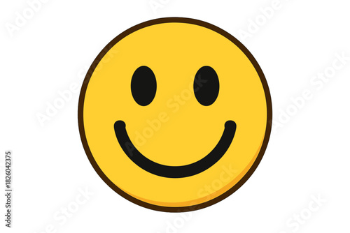 Classic yellow happy face emoticon with a wide smile showing joy and positive emotion on a white background