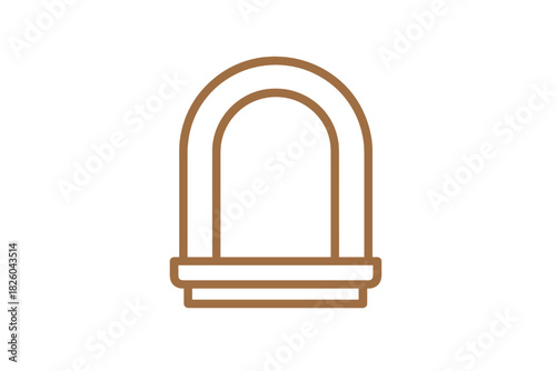 Classic arched window frame or decorative architectural niche with a sill in minimalist style