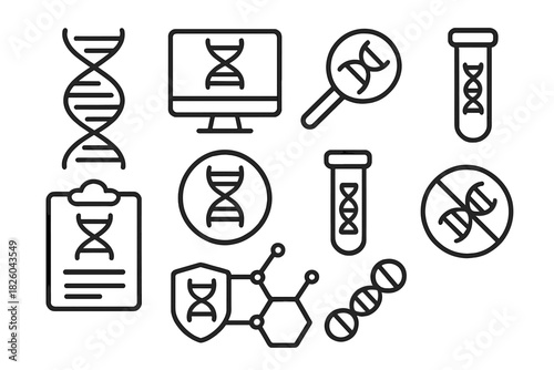 DNA and genetics symbols for science, medicine, and biotechnology research