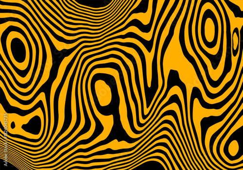 Hot orange and black abstract pattern resembling lava flow or topographical maps. Eps 10