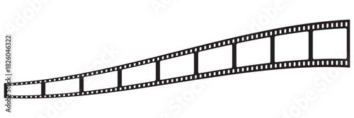 Film strip icon used for videography elements, cinema reel. Filmstrip with frames, photo and videos for camera. Old white and black film tapes of 35mm. Realistic film strip on white background. 