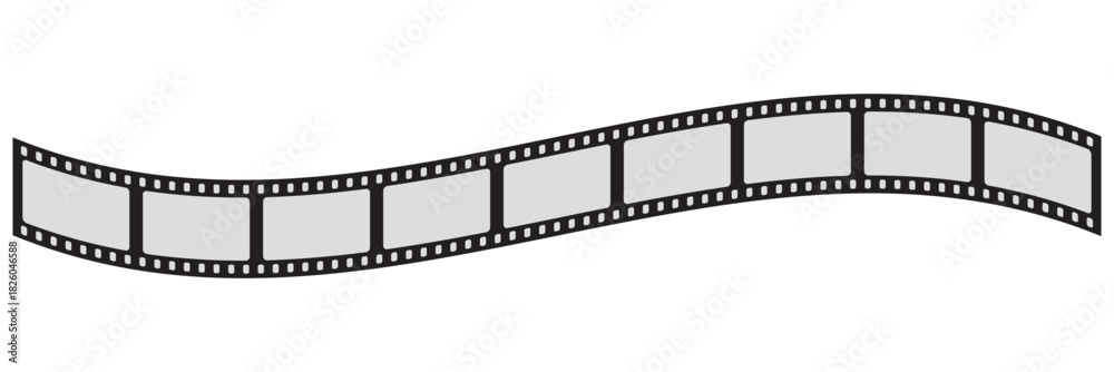 Fototapeta premium Film strip icon used for videography elements, cinema reel. Filmstrip with frames, photo and videos for camera. Old white and black film tapes of 35mm. Realistic film strip on white background. 