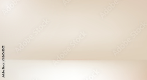 Studio matte beige texture background. Neutral wall product room. Minimal pastel nude colors table scene. Empty shelf or desk stage for beauty presentation. Vector gradient illustration.