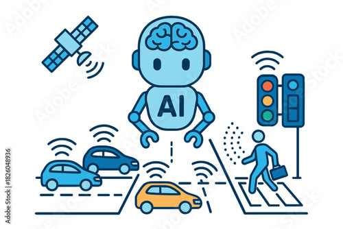 Artificial intelligence managing smart city traffic flow and autonomous vehicle systems