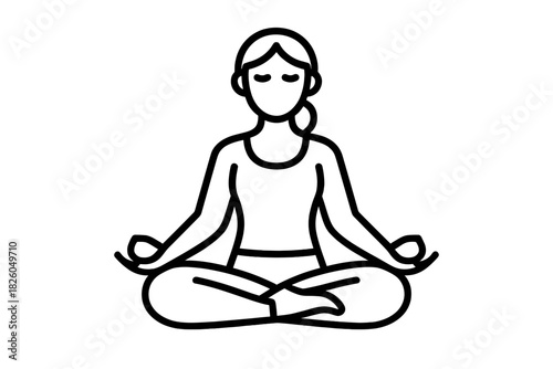 Woman meditating in yoga lotus position symbolizing peace and tranquility