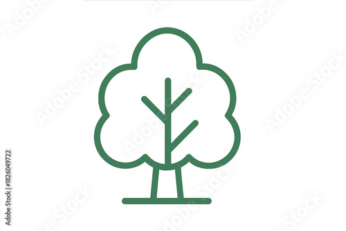 Stylized green tree symbol for natural growth and environmental sustainability
