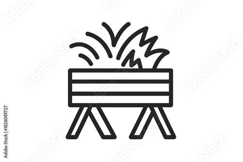 Rectangular planter box with stylized grass standing on supporting legs