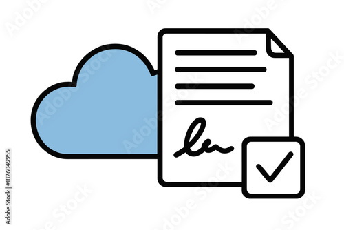 Secure cloud storage document with digital signature and verified checkmark