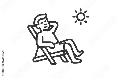 Man relaxing on a beach chair enjoying the summer sun and vacation leisure time