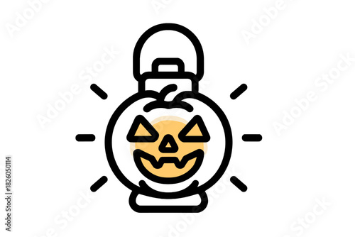 Stylized glowing jack-o'-lantern icon shaped like a portable lantern for Halloween