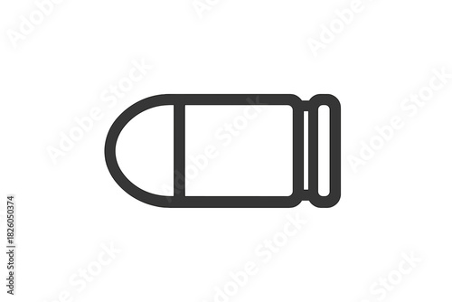 Simple outline graphic of a rifle bullet or ammunition cartridge on a white background