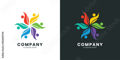 Colorful abstract people community logo design