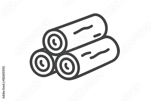 Stack of three cut wooden logs ready for lumber production or use as firewood