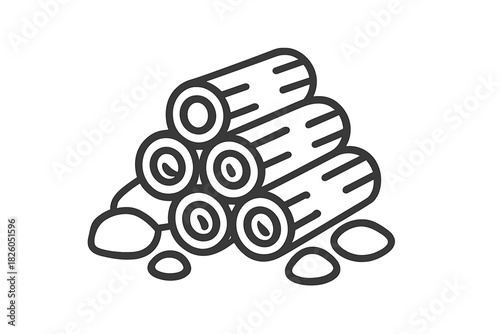 Stacked pile of firewood logs for heating, energy, and construction material resource