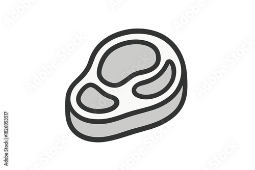 Simple icon of raw steak cut of meat for cooking and food preparation