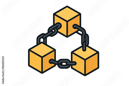 Secure decentralized network structure with interconnected isometric blocks and chains