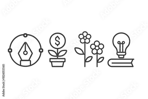 Creativity, investment, natural growth, and knowledge acquisition concepts