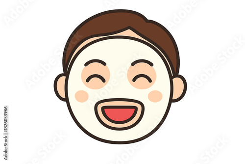 Cheerful person enjoying a relaxing beauty treatment with a white facial mask applied to the face